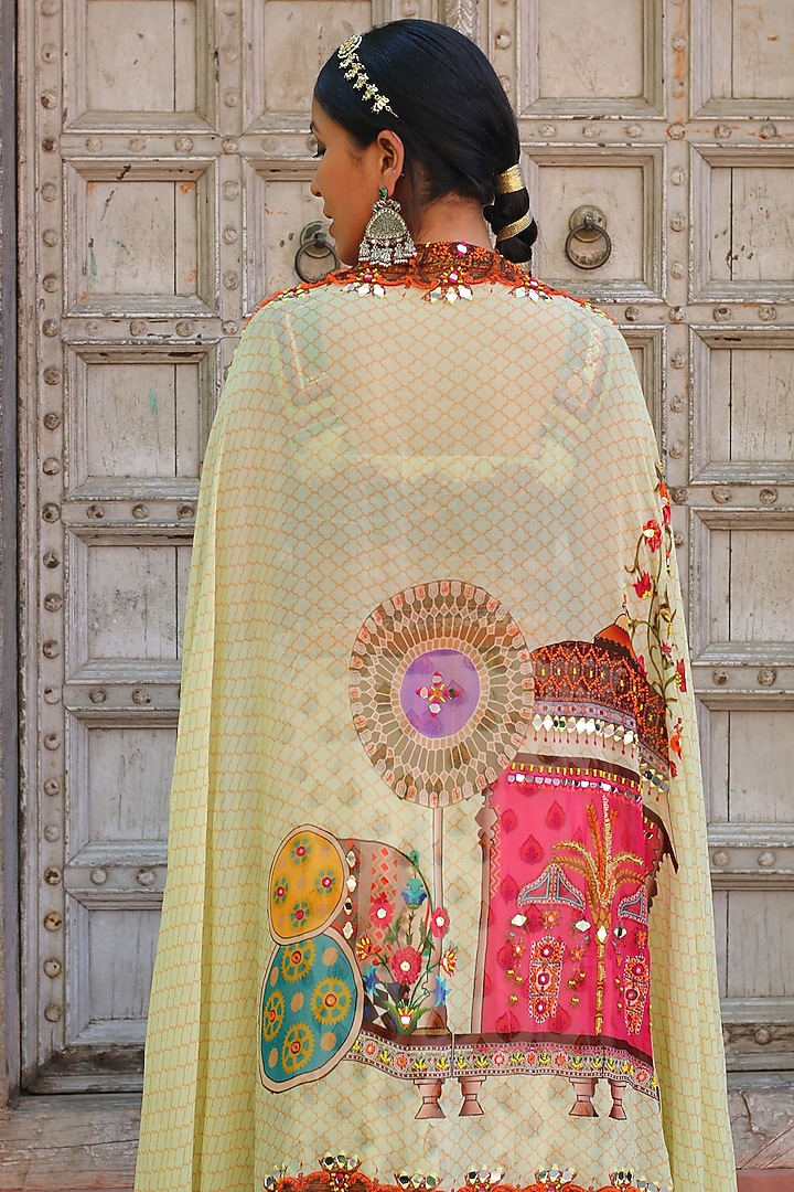 Multi-Colored Crepe Printed Wedding Lehenga Set by Ankur J at Pernia's Pop Up Shop