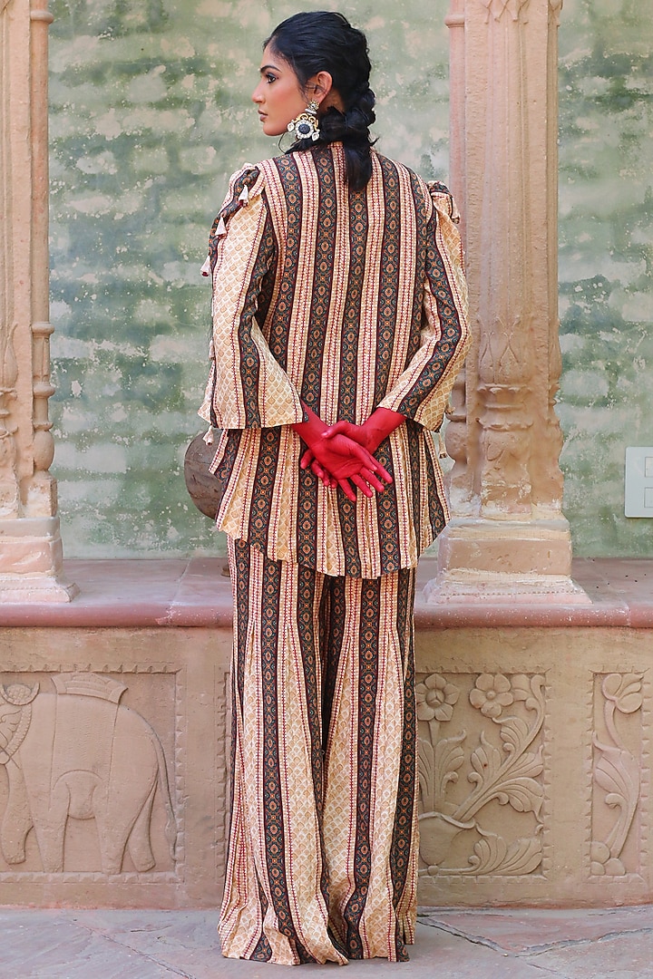 Multi-Colored Cotton Silk Overlay Jacket Set by Ankur J at Pernia's Pop Up Shop