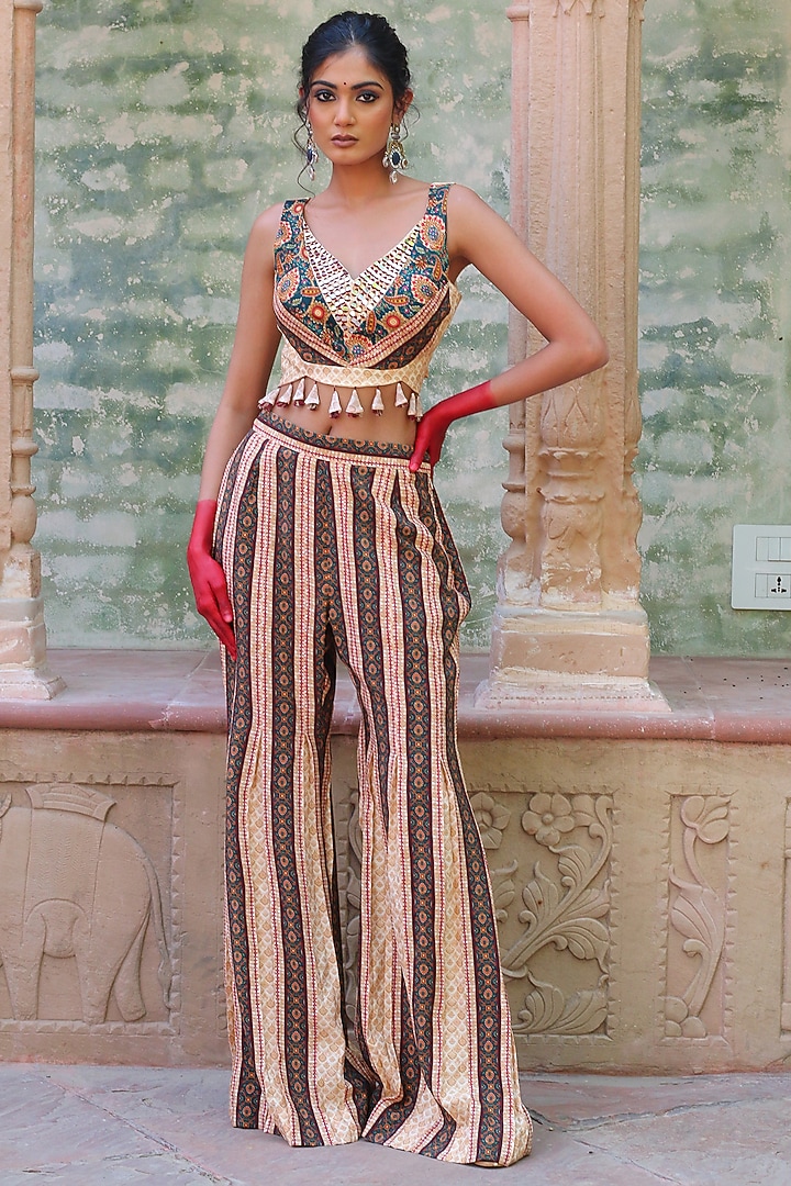 Multi-Colored Cotton Silk Overlay Jacket Set by Ankur J at Pernia's Pop Up Shop