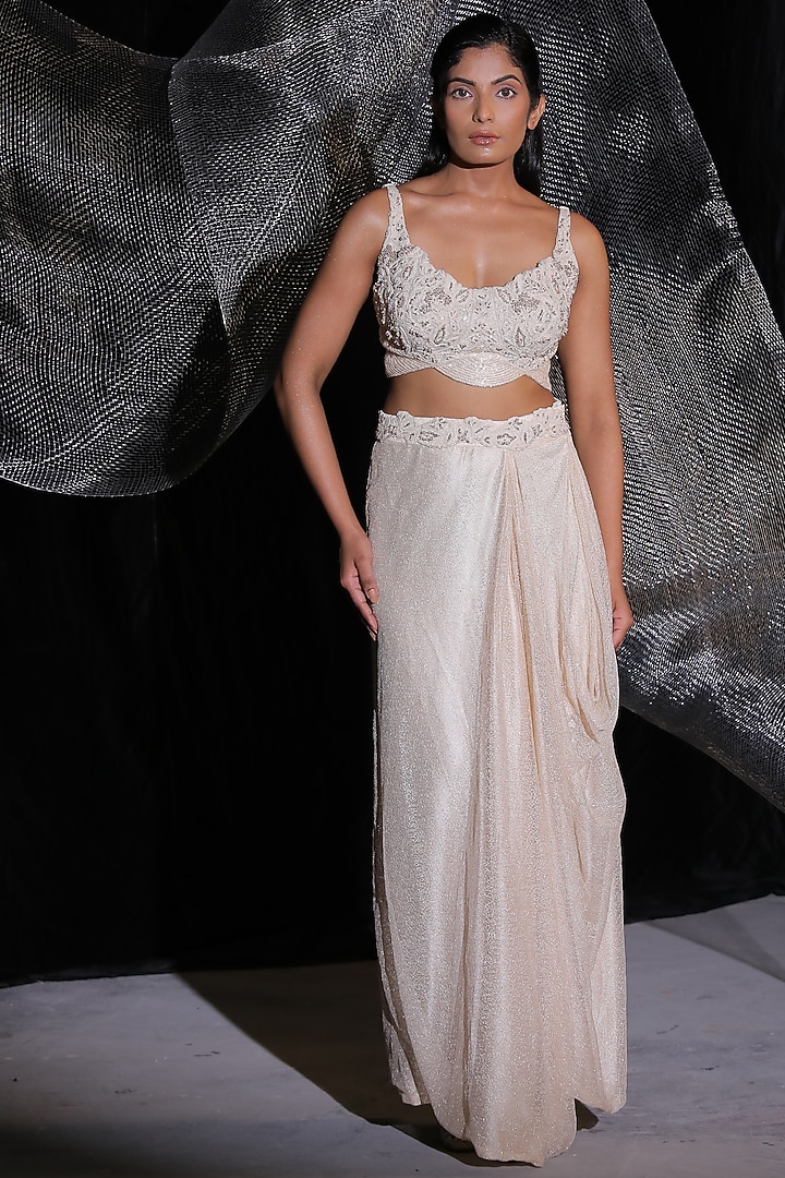 Skin Blush Cotton Silk & Zari Embroidered Jacket Wedding Lehenga Set by Ankur J at Pernia's Pop Up Shop