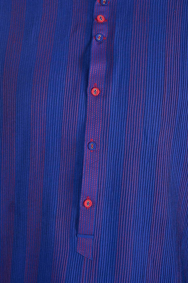 Royal Blue Pintucks Kurta Set by Anuj Madaan at Pernia's Pop Up Shop