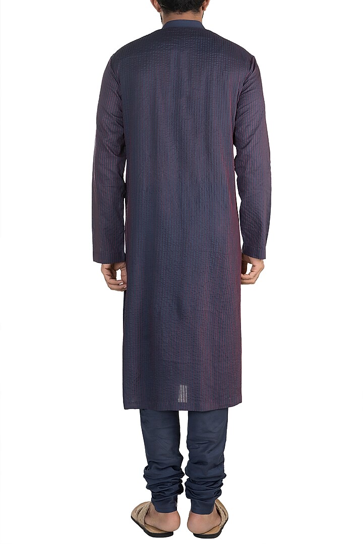 Purple Panelled Pintucks Kurta Set by Anuj Madaan at Pernia's Pop Up Shop