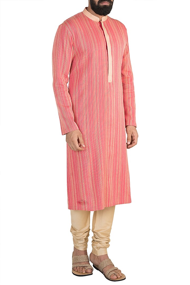 Red & Yellow Kurta Set by Anuj Madaan at Pernia's Pop Up Shop