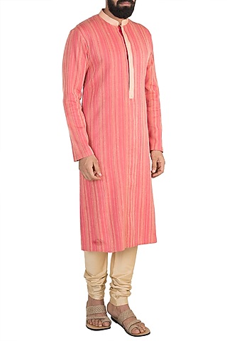 Red & Yellow Kurta Set by Anuj Madaan