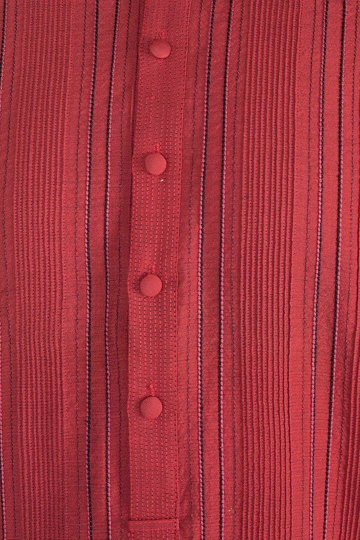 Red Anchor Dori Stripes Kurta Set by Anuj Madaan at Pernia's Pop Up Shop