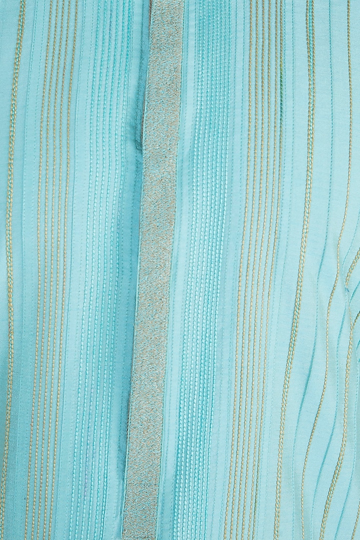 Turquoise Anchor Dori Stripes Kurta Set by Anuj Madaan at Pernia's Pop Up Shop