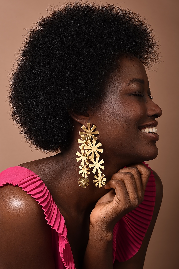 Gold Plated Handcrfated Dangler Earrings by Anatina at Pernia's Pop Up Shop