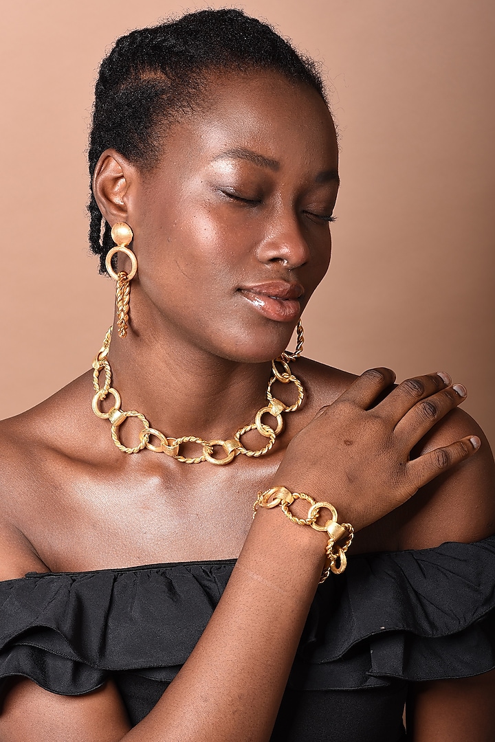 Gold Plated Handcrafted Ring Choker Necklace by Anatina