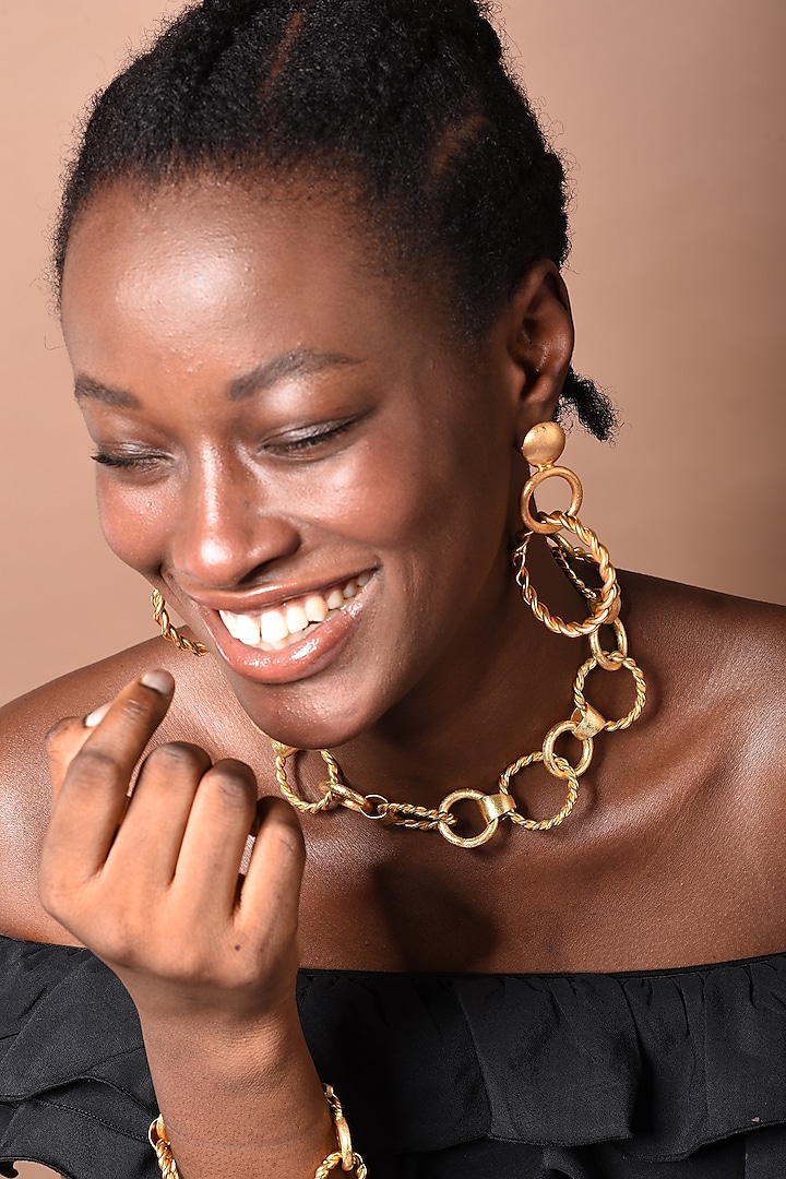 Gold Plated Earrings by Anatina
