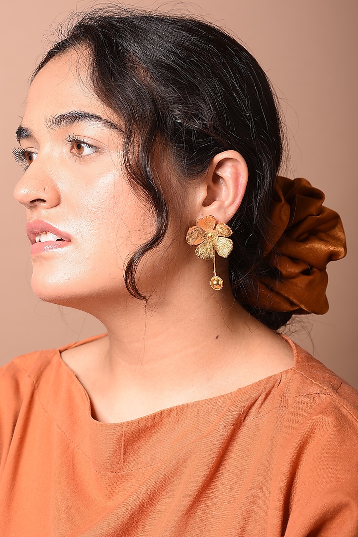Gold Plated Floral Earrings by Anatina