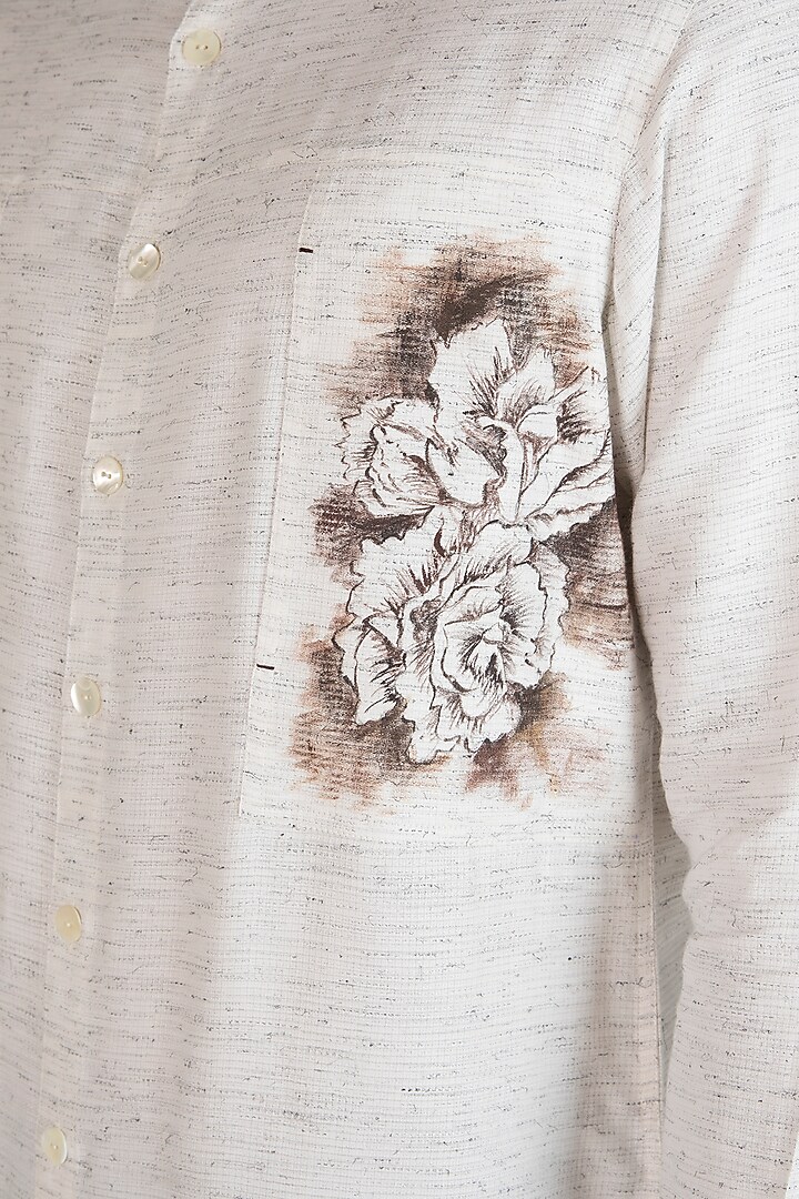 Grey Hand Painted Party Wear Shirt by Ananke at Pernia's Pop Up Shop