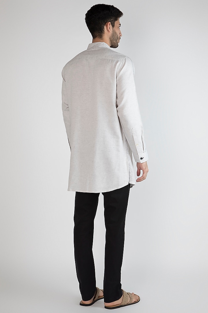 Grey Hand Painted & Printed Party Wear Shirt by Ananke at Pernia's Pop Up Shop