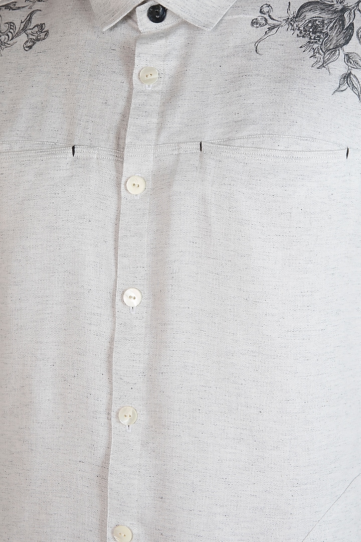 Grey Hand Painted & Printed Party Wear Shirt by Ananke at Pernia's Pop Up Shop