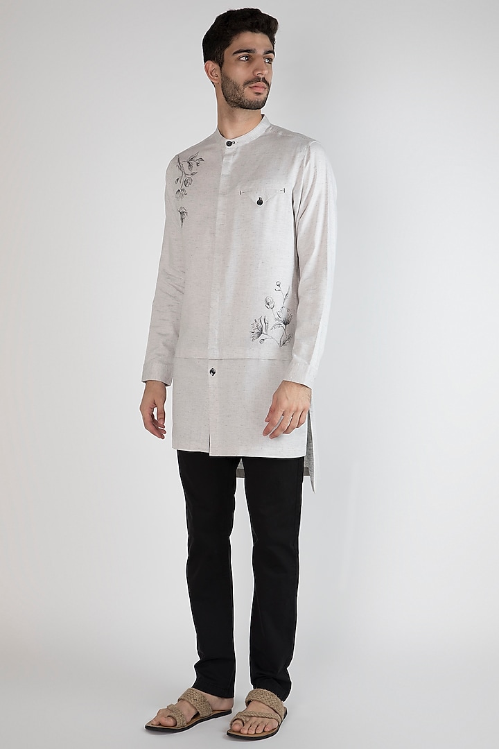 Grey Hand Painted Layered Shirt by Ananke