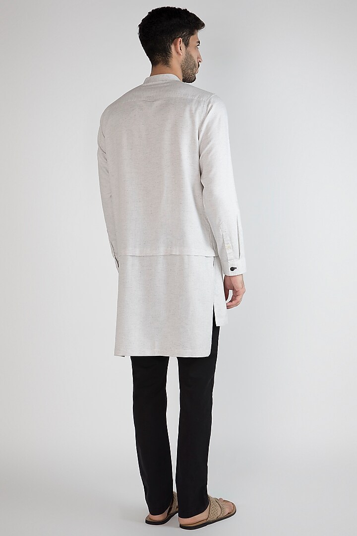 Grey Hand Painted Layered Party Wear Shirt by Ananke at Pernia's Pop Up Shop