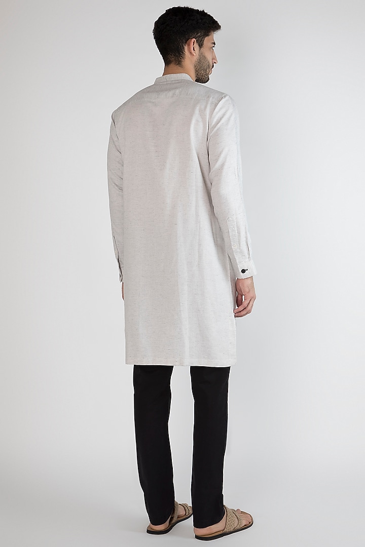 Grey Hand Painted Floral Motif Party Wear Shirt by Ananke at Pernia's Pop Up Shop