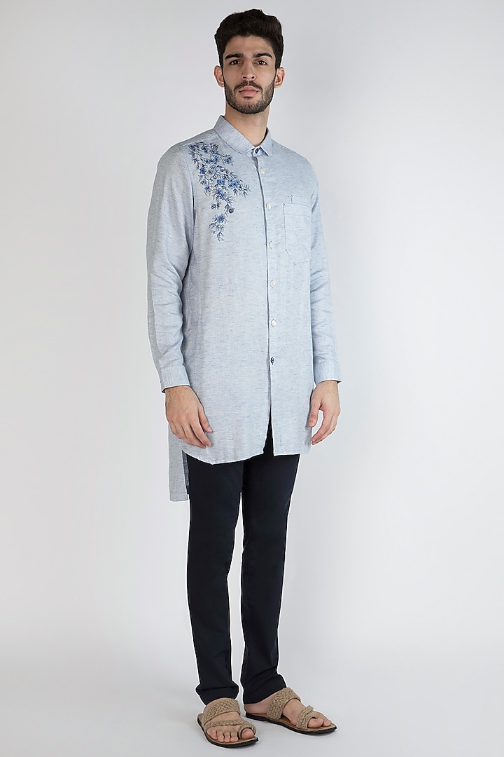 Sky Blue Hand Painted Shirt by Ananke