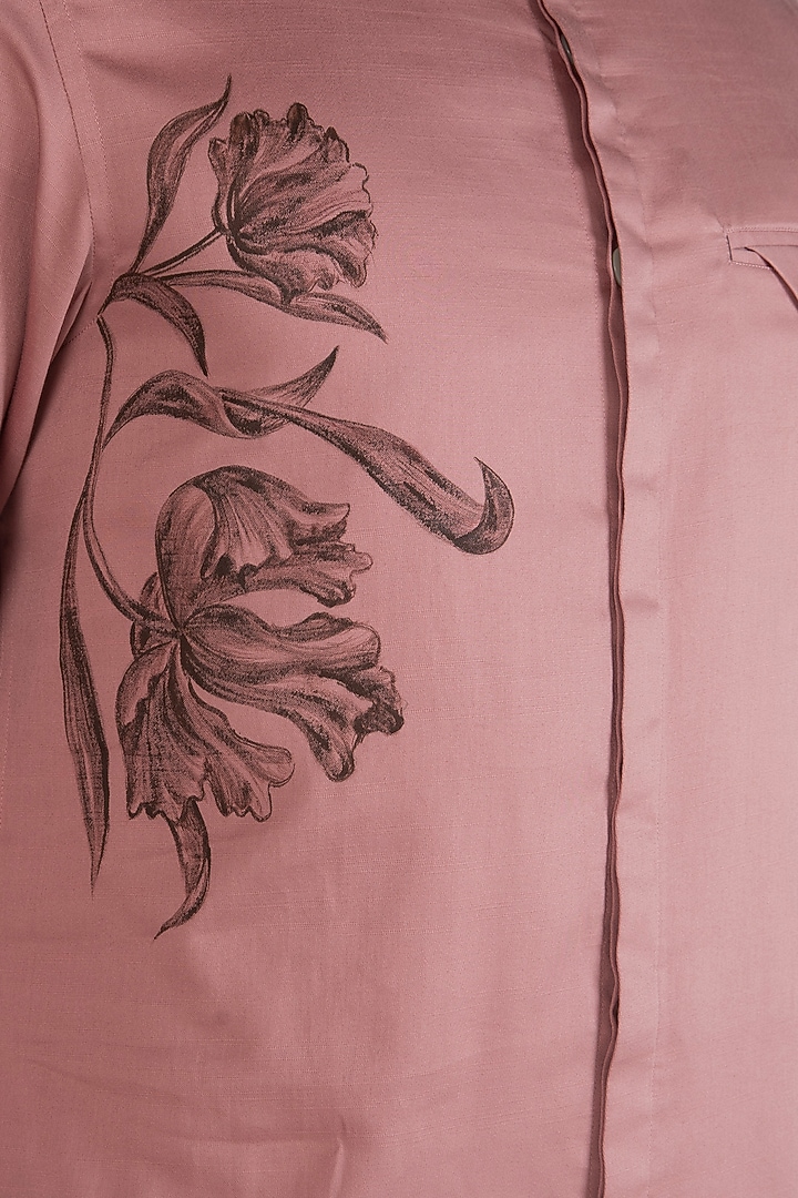 Dusty Pink Hand Painted Party Wear Shirt by Ananke at Pernia's Pop Up Shop