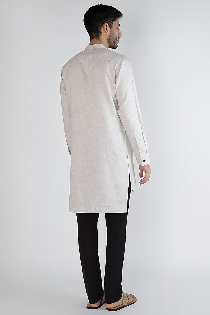 Grey Hand Painted Kurta With Pockets by Ananke at Pernia's Pop Up Shop