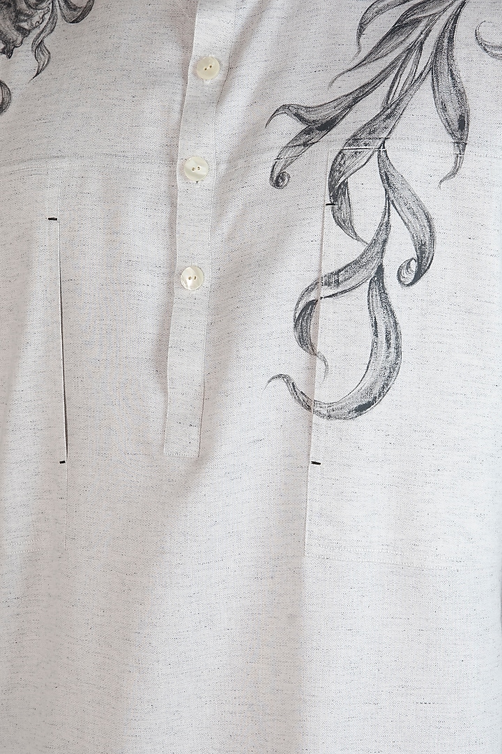 Grey Hand Painted Kurta With Pockets by Ananke at Pernia's Pop Up Shop