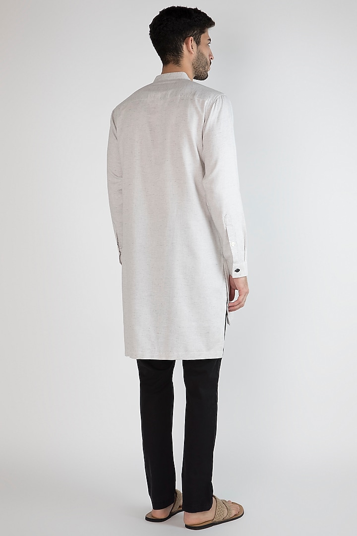 Grey Hand Painted Shirt Placket Kurta by Ananke at Pernia's Pop Up Shop