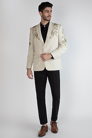 Off White Hand Painted Blazer by Ananke