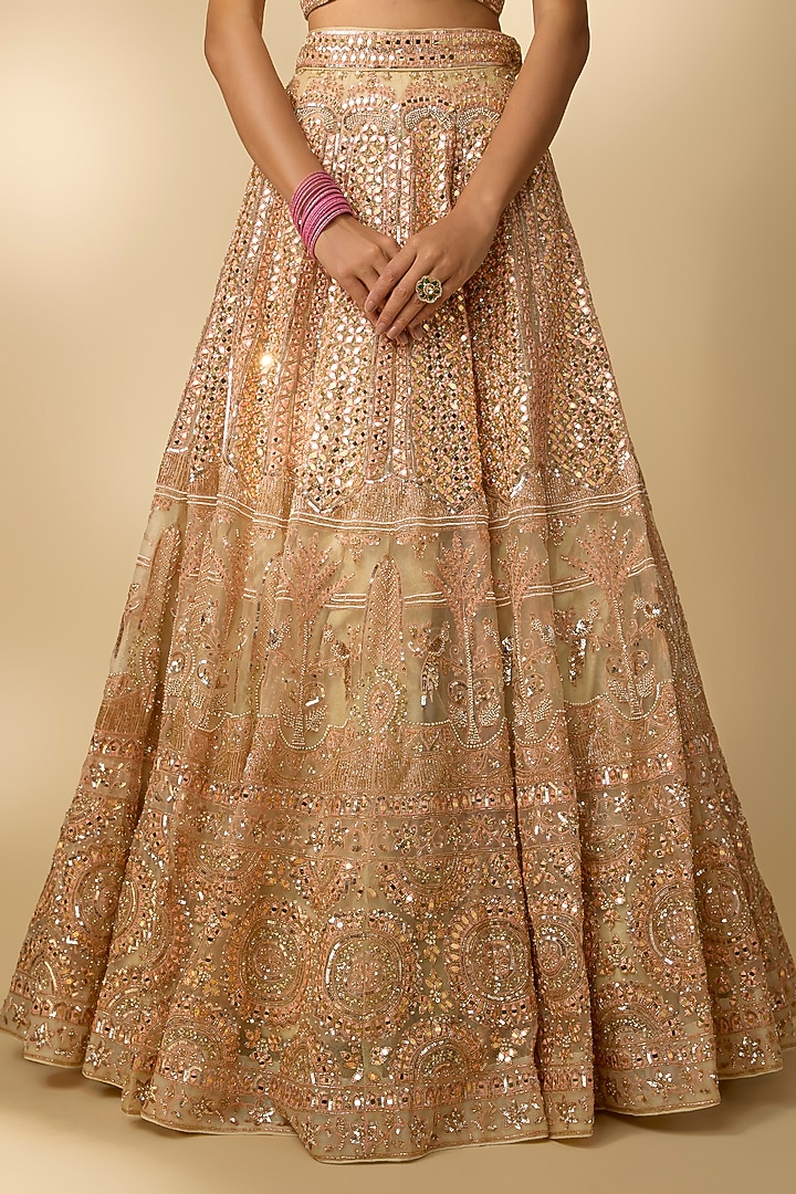 Gold Organza Cutdana Embroidered Bridal Lehenga Set by Annu Patel at Pernia's Pop Up Shop
