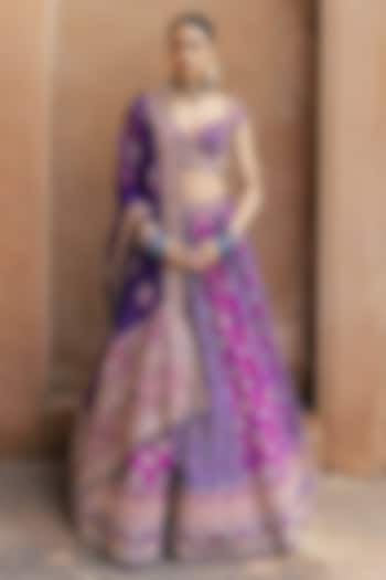 Purple Patola Silk Zardosi Work Bridal Lehenga Set by Annu Patel at Pernia's Pop Up Shop