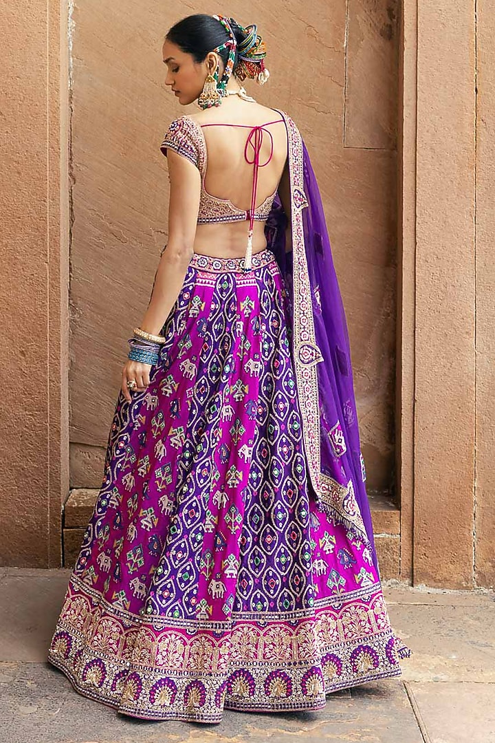Purple Patola Silk Zardosi Work Bridal Lehenga Set by Annu Patel at Pernia's Pop Up Shop