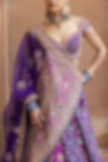 Purple Patola Silk Zardosi Work Bridal Lehenga Set by Annu Patel at Pernia's Pop Up Shop