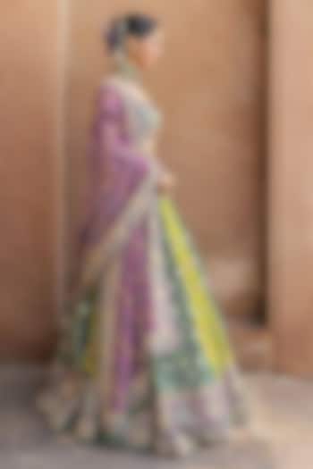 Green Banarasi Bandhani Silk Resham Work Bridal Lehenga Set by Annu Patel at Pernia's Pop Up Shop
