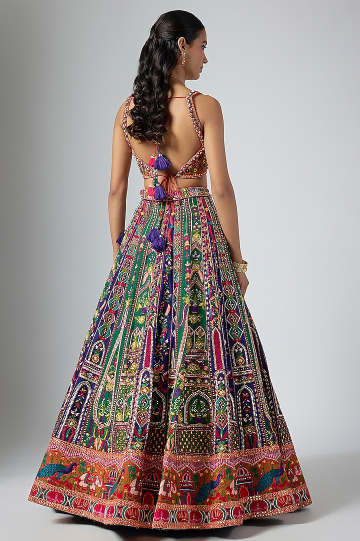 Multi-Colored Silk Zardosi Embroidered Bridal Lehenga Set by Annu Patel at Pernia's Pop Up Shop