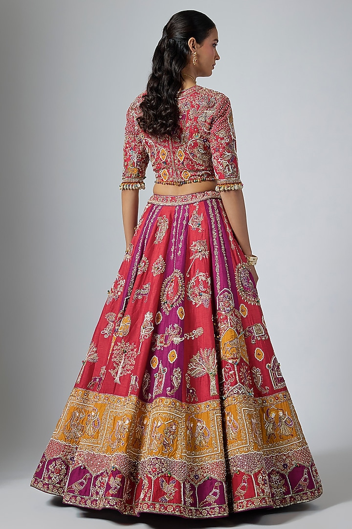 Multi-Colored Silk Marodi Embroidered Bridal Lehenga Set by Annu Patel at Pernia's Pop Up Shop