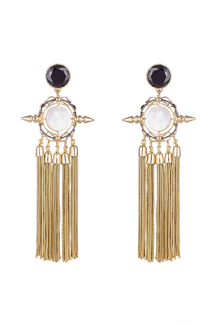 Gold Plated Cubic Zirconia Tassel Earrings by Anaqa at Pernia's Pop Up Shop