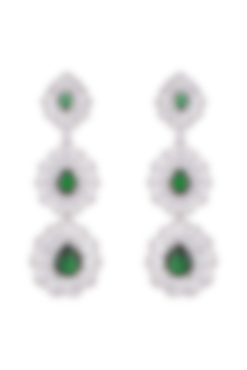 White Finish Semi-Precious Emerald Earrings by Anaqa at Pernia's Pop Up Shop