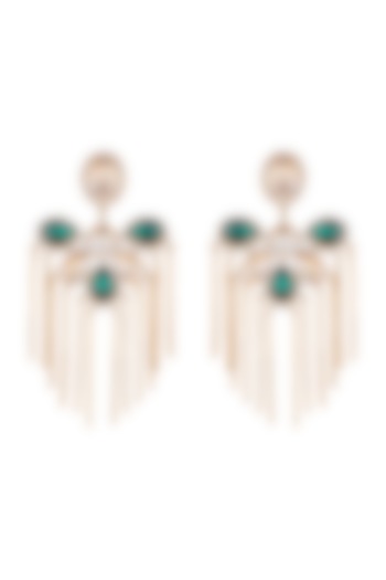 Gold Plated Cubic Zirconia & Tassels Earrings by Anaqa at Pernia's Pop Up Shop