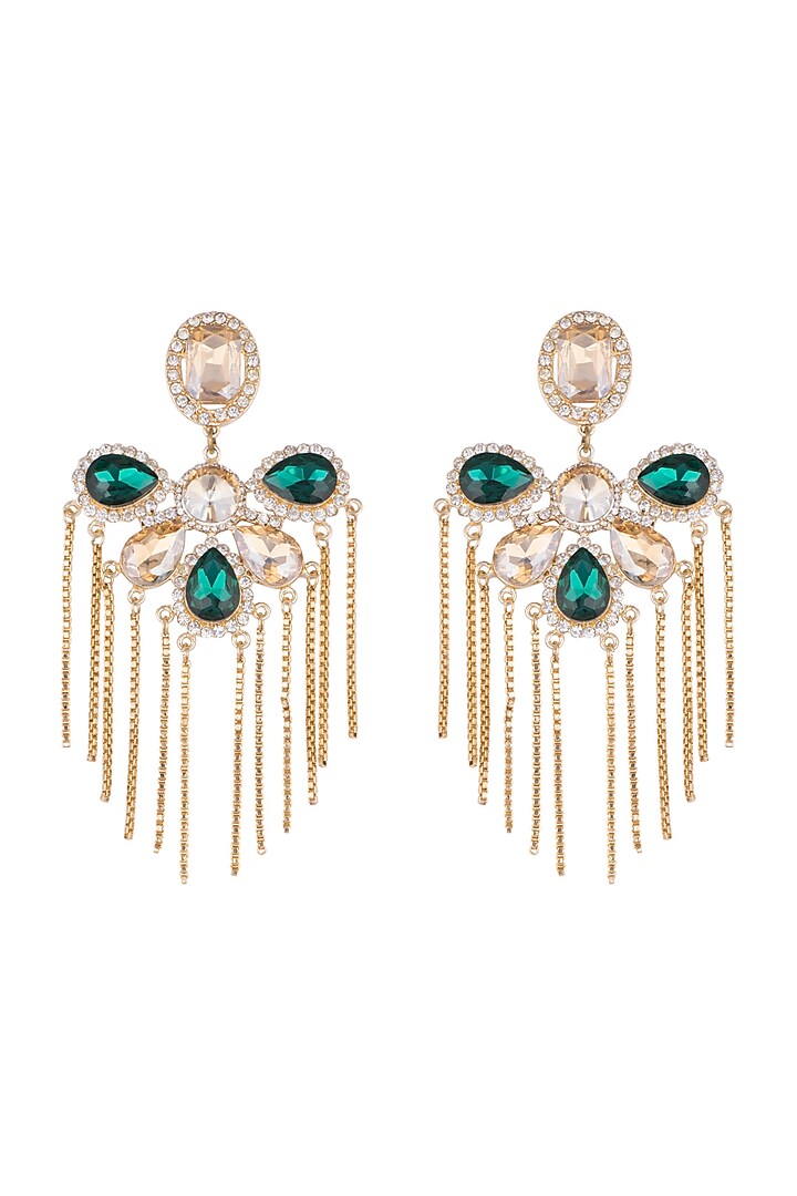 Gold Plated Cubic Zirconia & Tassels Earrings by Anaqa at Pernia's Pop Up Shop