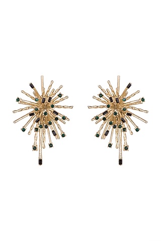 Gold Plated Cubic Zirconia Earrings by Anaqa