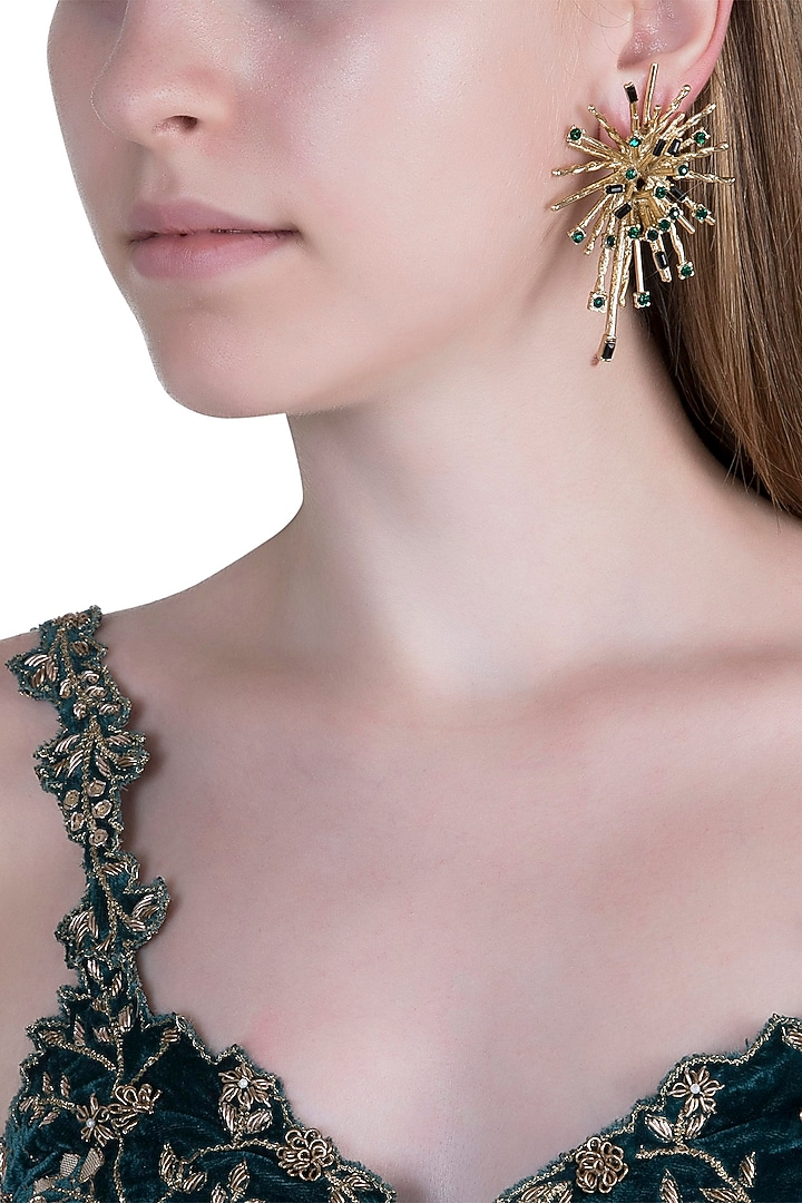 Gold Plated Cubic Zirconia Earrings by Anaqa at Pernia's Pop Up Shop