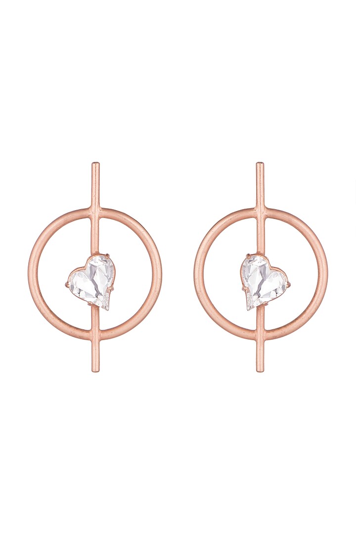 Rose Gold Plated Uncut Cubic Zirconia Earrings by Anaqa at Pernia's Pop Up Shop