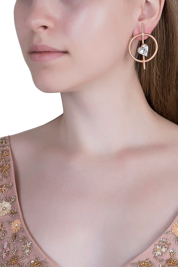 Rose Gold Plated Uncut Cubic Zirconia Earrings by Anaqa at Pernia's Pop Up Shop