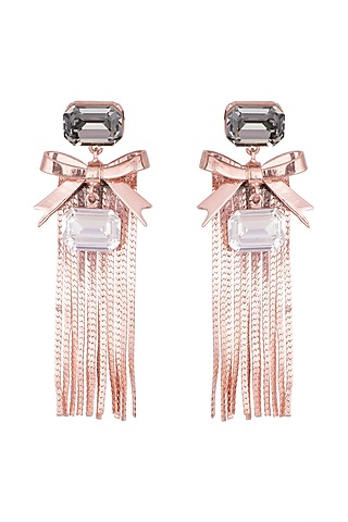Rose Gold Plated Tassel Earrings by Anaqa