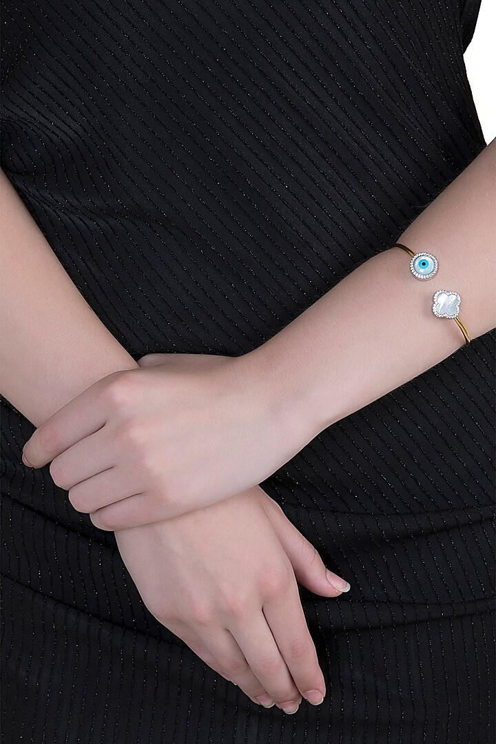 Rose Gold Plated Mother Of Pearl Evil Eye bracelet by Anaqa at Pernia's Pop Up Shop