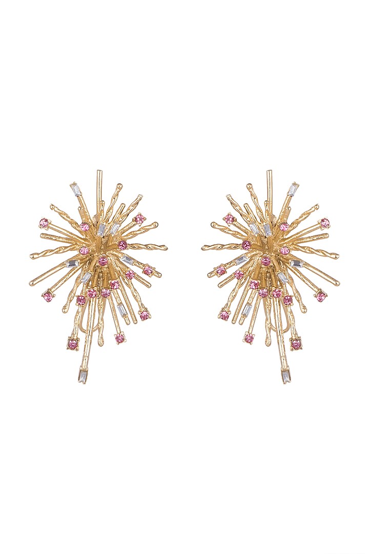 Gold Plated Cubic Zirconia Stud Earrings by Anaqa at Pernia's Pop Up Shop