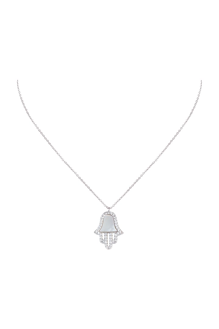 White Finish Mother Of Pearl Chain Necklace by Anaqa