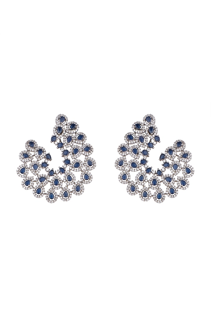 White Finish Semi-Precious Sapphire Earrings by Anaqa
