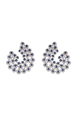 White Finish Semi-Precious Sapphire Earrings by Anaqa