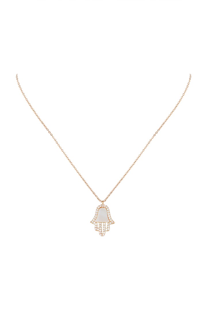 Gold Plated White Cubic Zirconia Chain Necklace by Anaqa