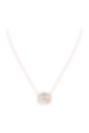 Gold Plated Blue & White Cubic Zirconia Chain Necklace by Anaqa