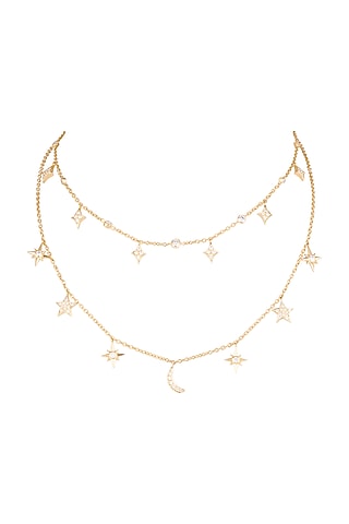 Gold Plated Cubic Zirconia Chain Necklace by Anaqa